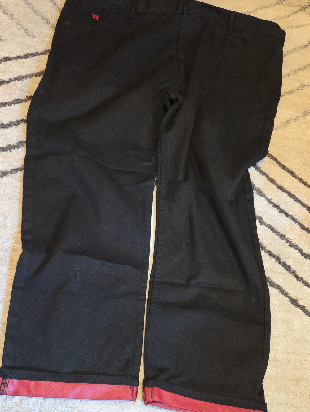 Rocawear Black Chinos with Red Cuff Detail